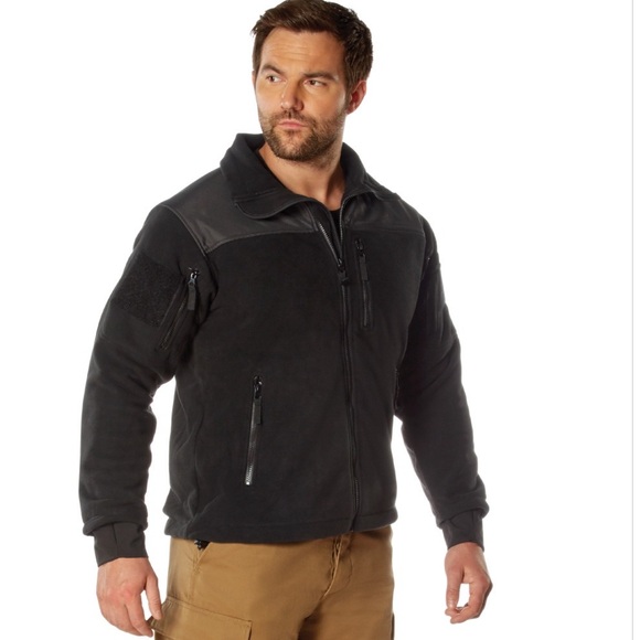 ROTHCO Black Fleece Jacket Spec Ops Tactical Multi Pockets Mens Size Large
